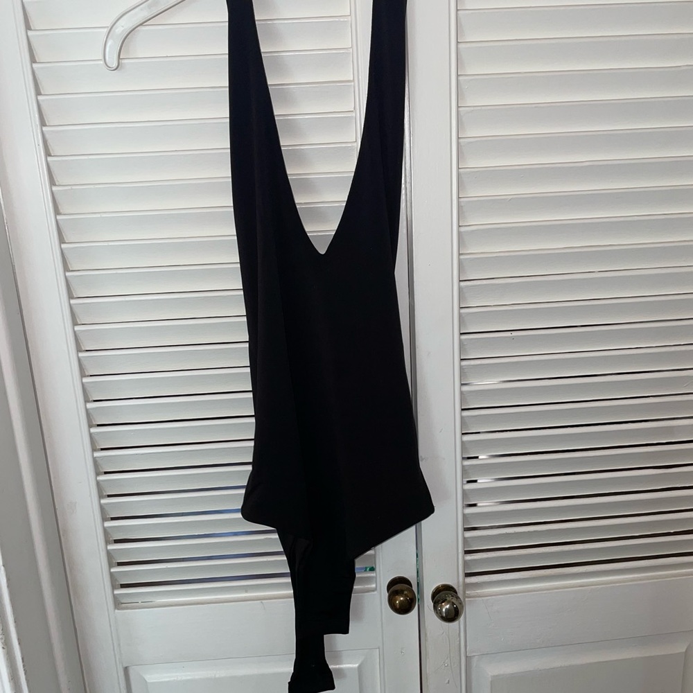 Black v-neck body suit
